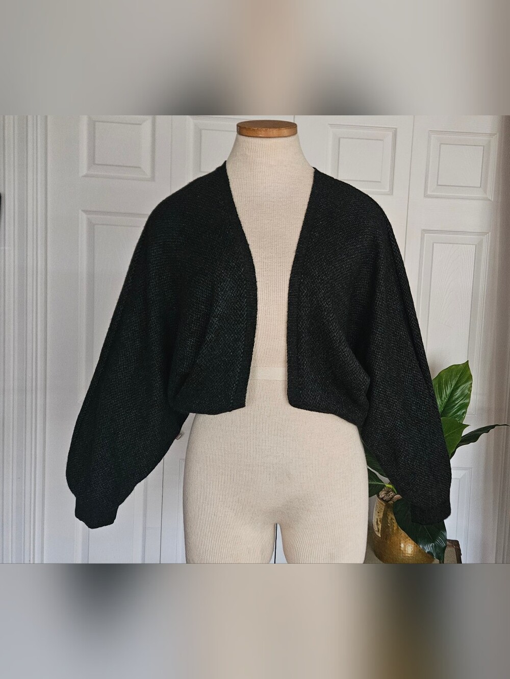 Lauren Ralph Lauren Black Cocoon Shrug Cropped Cardigan Bolero Sweater Size L/XL
